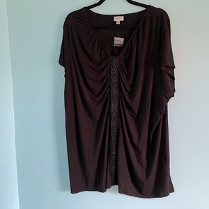Avenue 30/32 NWOT v-neck black shirt with beading